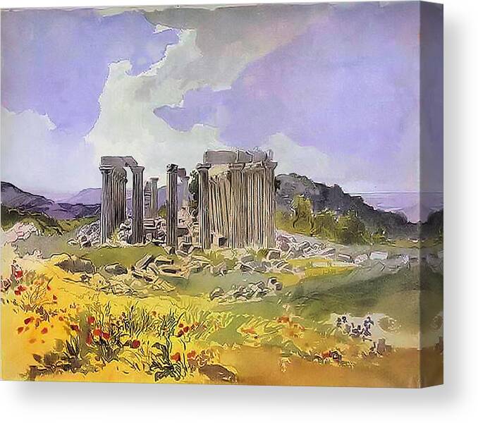 Karl Brulloff Canvas Print featuring the painting Temple of Apollo by Karl Brulloff