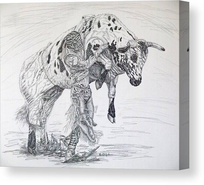 Animals Canvas Print featuring the drawing Thanks for the Ride by Lana Tyler