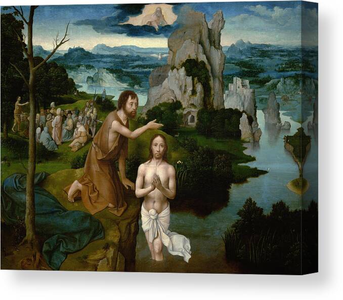 Joachim Patinir Canvas Print featuring the painting The Baptism of Christ by Joachim Patinir
