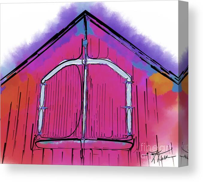 Barn Canvas Print featuring the digital art The Barn Door by Kirt Tisdale