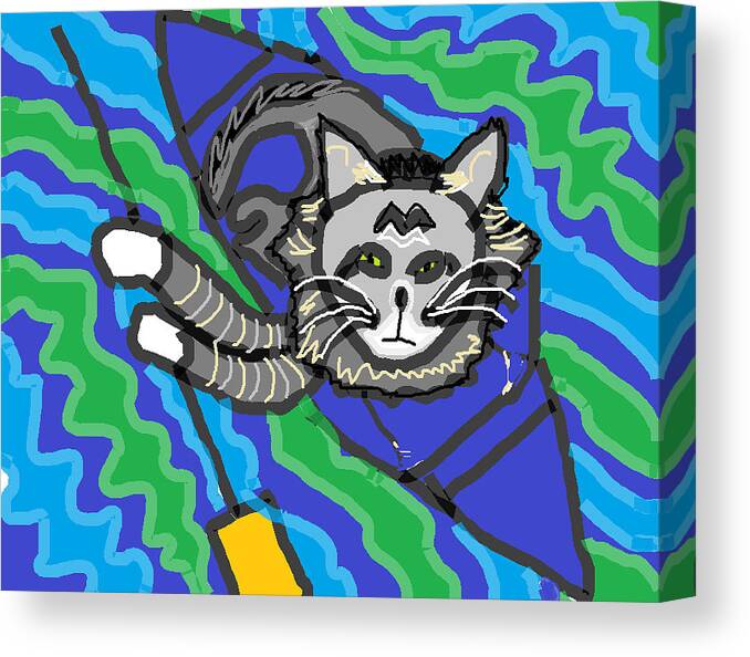 The Cat Rescuer Canvas Print featuring the painting The Cat Rescuer by Anita Dale Livaditis