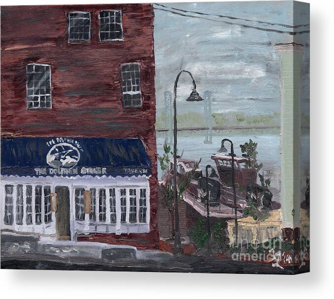 Portsmouth Shopfronts Pleinaire Canvas Print featuring the painting The Dolphin Striker by Francois Lamothe