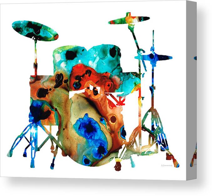 Drum Canvas Print featuring the painting The Drums - Music Art By Sharon Cummings by Sharon Cummings