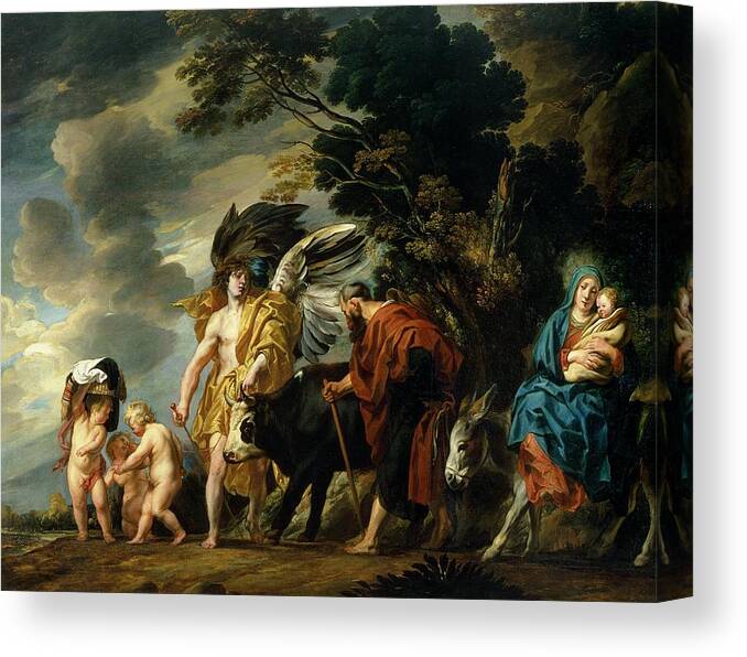 The Flight Into Egypt Canvas Print featuring the painting The Flight Into Egypt by Jacob Jordaens