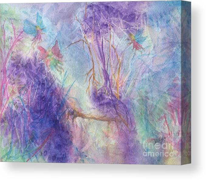 Fairy Canvas Print featuring the painting The Gathering by Ellen Levinson