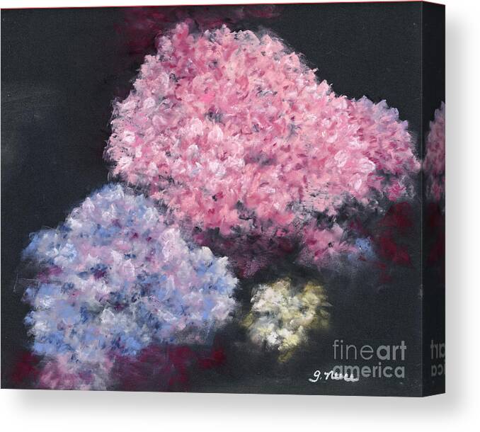 Flowers Canvas Print featuring the pastel The Hydrangeas by Ginny Neece