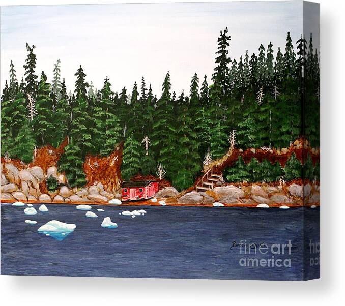 Barbara Griffin Canvas Print featuring the painting The Ice Took It by Barbara A Griffin