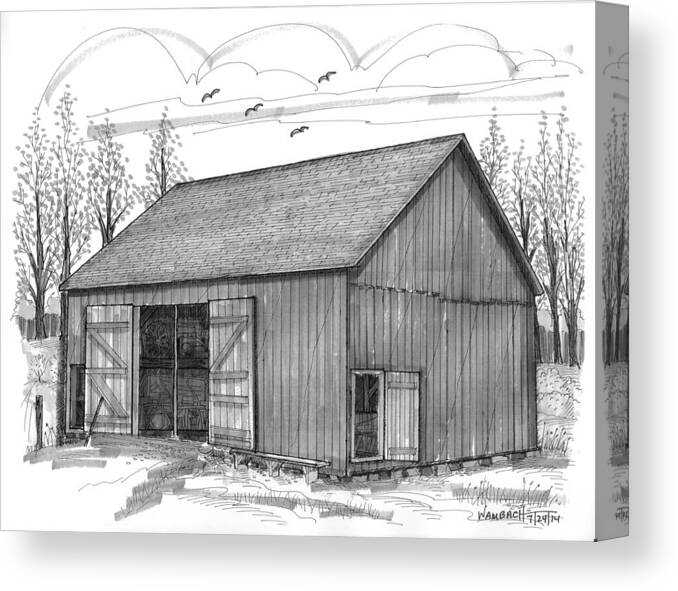 Vermont Canvas Print featuring the drawing The Lawrence Barn by Richard Wambach