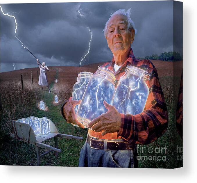 Lightning Canvas Print featuring the photograph The Lightning Catchers by Bryan Allen