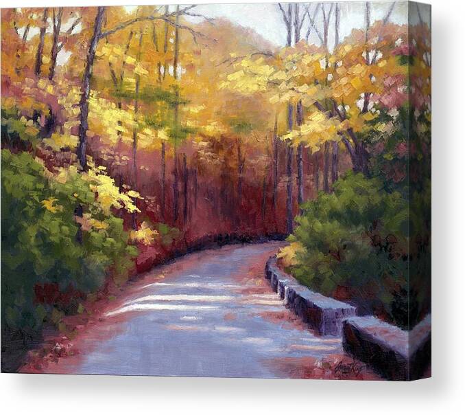 Autumn Paintings Canvas Print featuring the painting The Old Roadway in Autumn II by Janet King