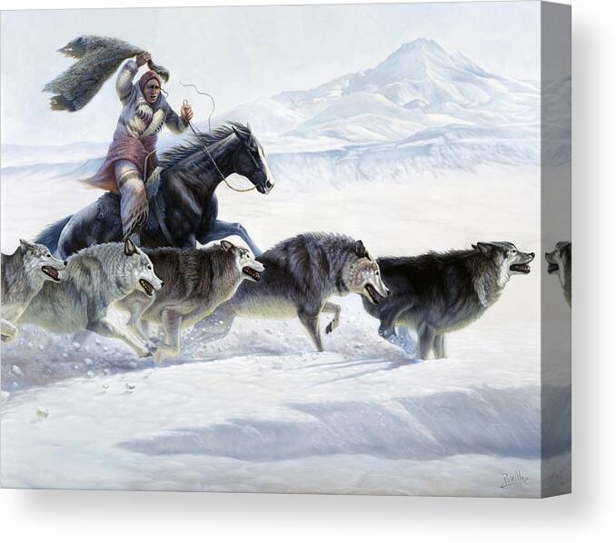 Gregory Perillo Canvas Print featuring the painting The Pack by Gregory Perillo