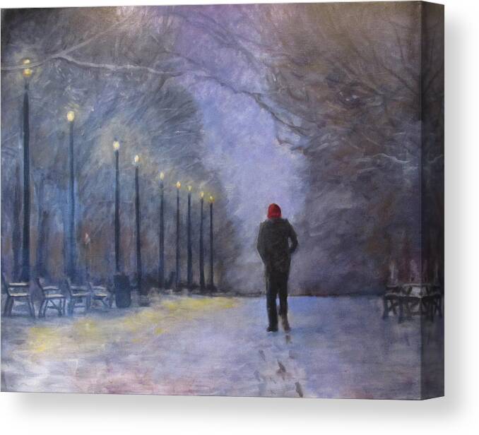 Snow Canvas Print featuring the painting The Planet of Evenings Silver Flames by David Zimmerman