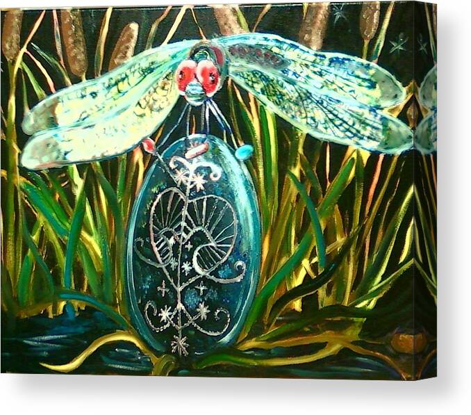 Dragonfly Canvas Print featuring the painting The Snake Doctor by Alexandria Weaselwise Busen