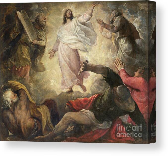Religious Canvas Print featuring the painting The Transfiguration of Christ by Titian