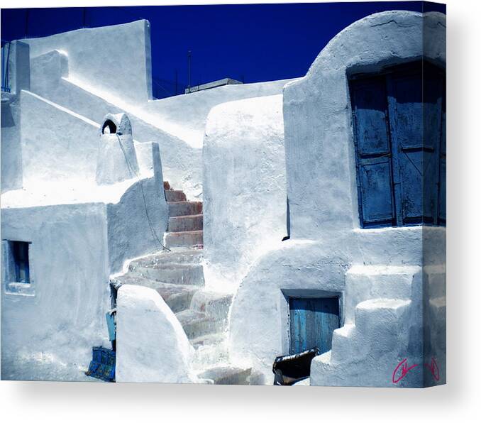 Colette Canvas Print featuring the photograph Thirasia island Ancient House near Santorini Greece by Colette V Hera Guggenheim