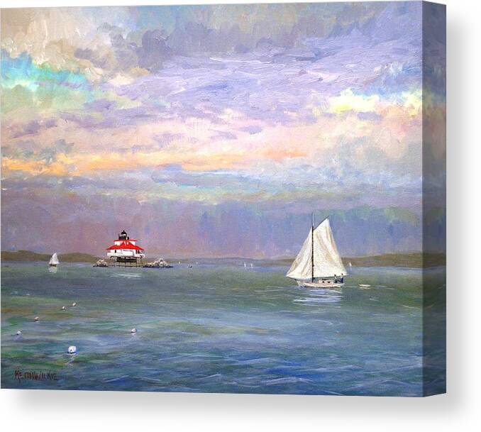 Annapolis Canvas Print featuring the painting Thomas Point Light by Keith Wilkie