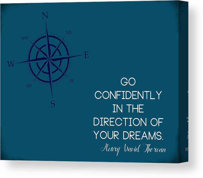 Tyopgraphy Canvas Print featuring the digital art Thoreau Compass by Nancy Ingersoll