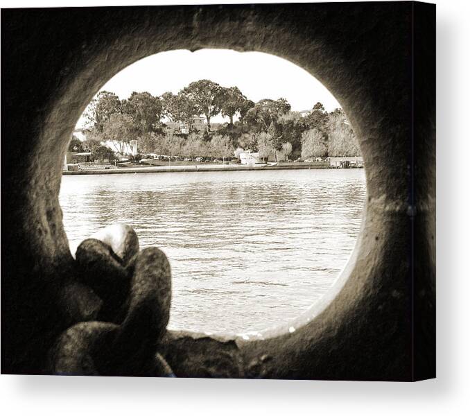 Hole Canvas Print featuring the photograph Through The Porthole by Holly Blunkall