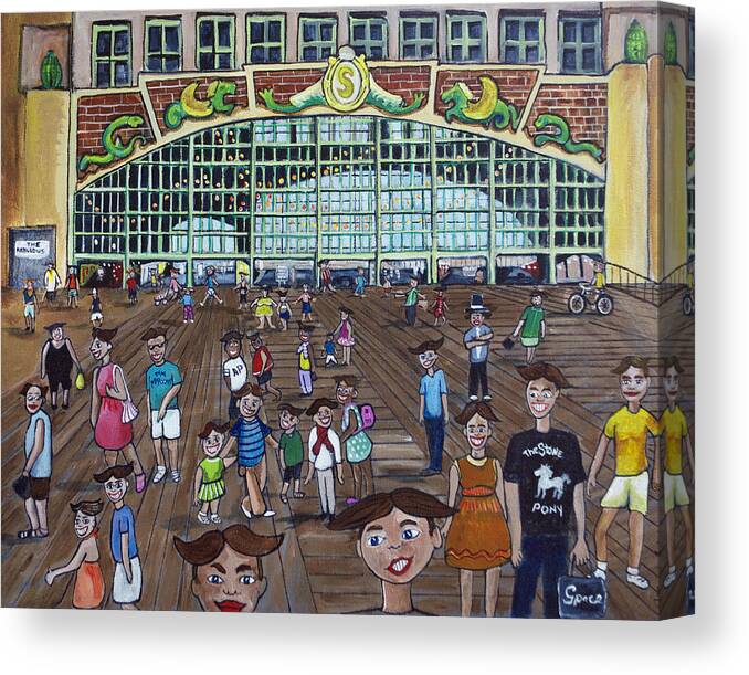 Asbury Park Canvas Print featuring the painting Tillie is Everyone by Patricia Arroyo