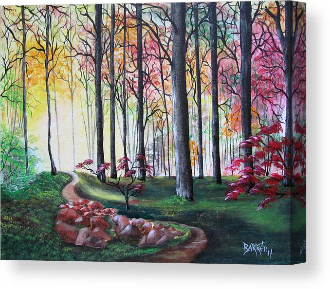 Forest Canvas Print featuring the painting Time for Wandering by Gloria E Barreto-Rodriguez