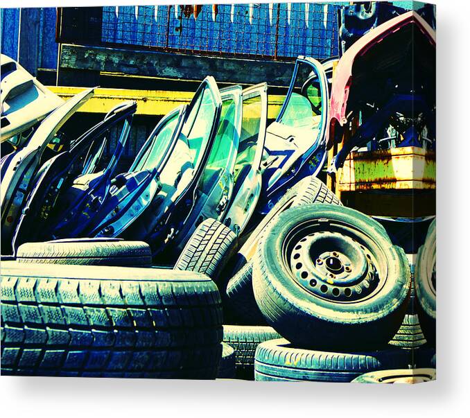 Tires Canvas Print featuring the photograph Tired Tires by Laurie Tsemak