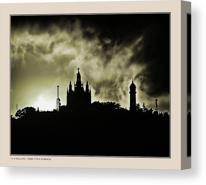 Barcelona Canvas Print featuring the photograph Tividabo. Dramatic Sunset by Pedro L Gili