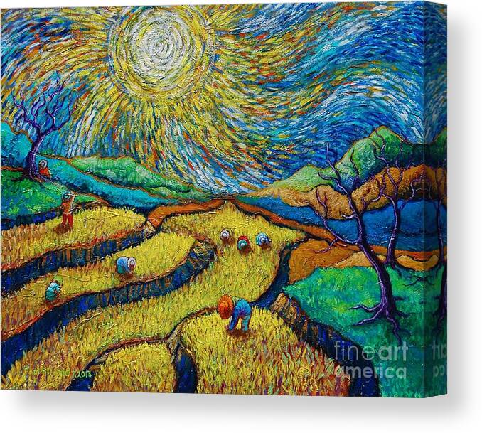 Paul Hilario Canvas Print featuring the painting Toil Today Dream Tonight diptych painting number 1 after Van Gogh by Paul Hilario