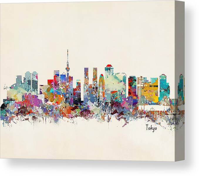 Tokyo Skyline Canvas Print featuring the painting Tokyo skyline by Bri Buckley