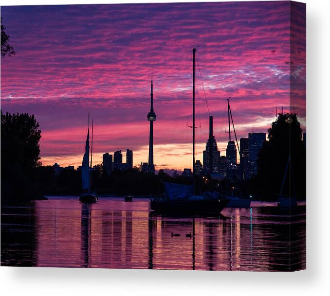 Toronto Canvas Print featuring the photograph Toronto Skyline - the Boats Are Coming In by Georgia Mizuleva
