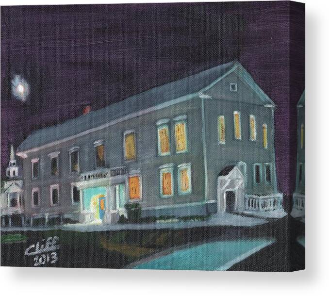 Ashland Canvas Print featuring the painting Town Hall at Night by Cliff Wilson