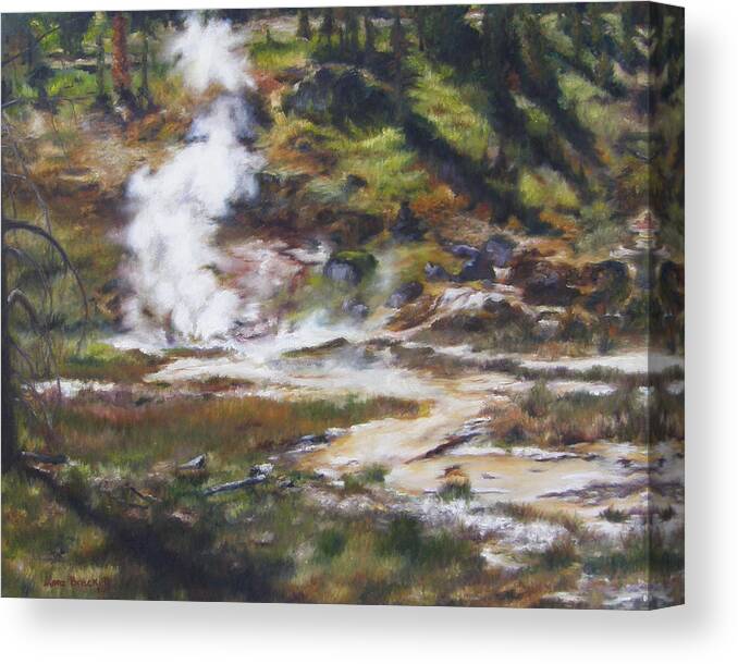 Wyoming Canvas Print featuring the painting Trail To The Artists Paint Pots - Yellowstone by Lori Brackett