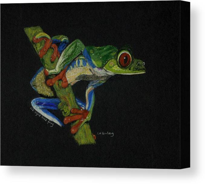 Frog Canvas Print featuring the painting Tree Frog by Linda Feinberg