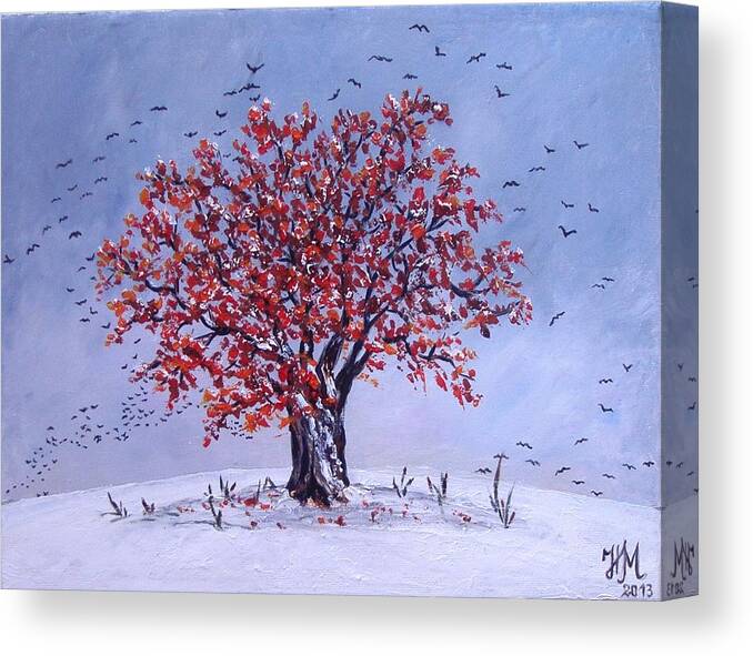 Landscape Canvas Print featuring the painting Tree of Life by Nina Mitkova