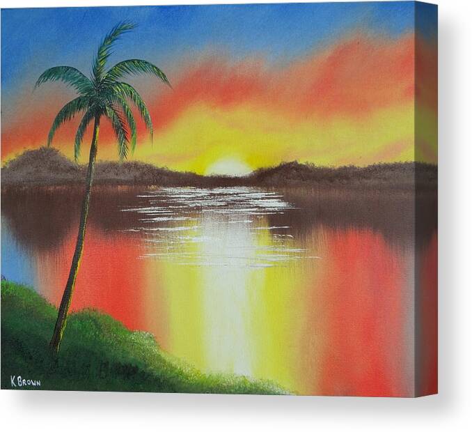 Oil Canvas Print featuring the painting Tropical Sunset by Kevin Brown