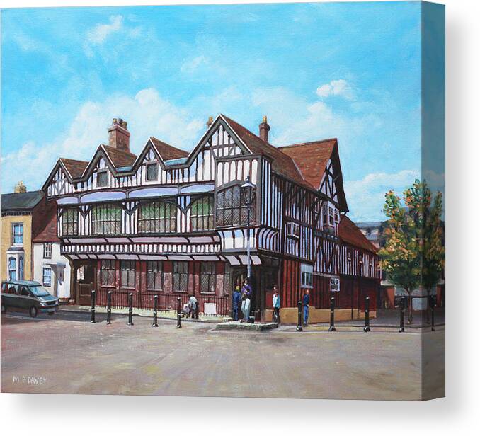 House Canvas Print featuring the painting Tudor House Southampton Hampshire by Martin Davey
