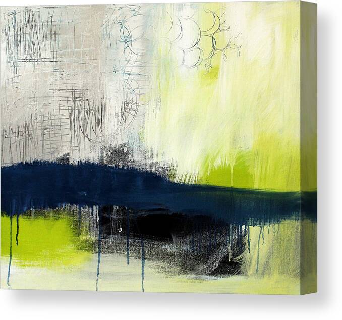 Blue Abstract Painting Canvas Print featuring the painting Turning Point - contemporary abstract painting by Linda Woods