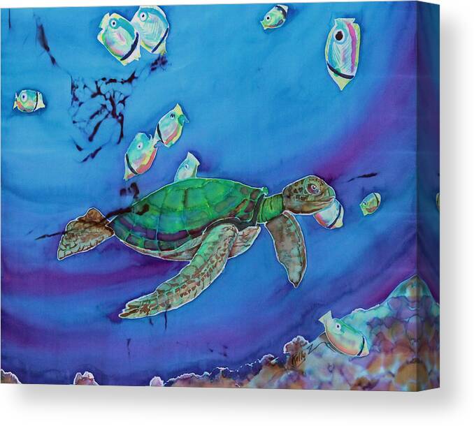Sea Turtle Canvas Print featuring the painting Turtle Neck by Kelly Smith