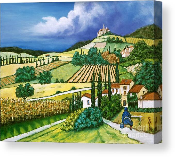  Tuscany Art Print Canvas Print featuring the painting Tuscan Fields by William Cain