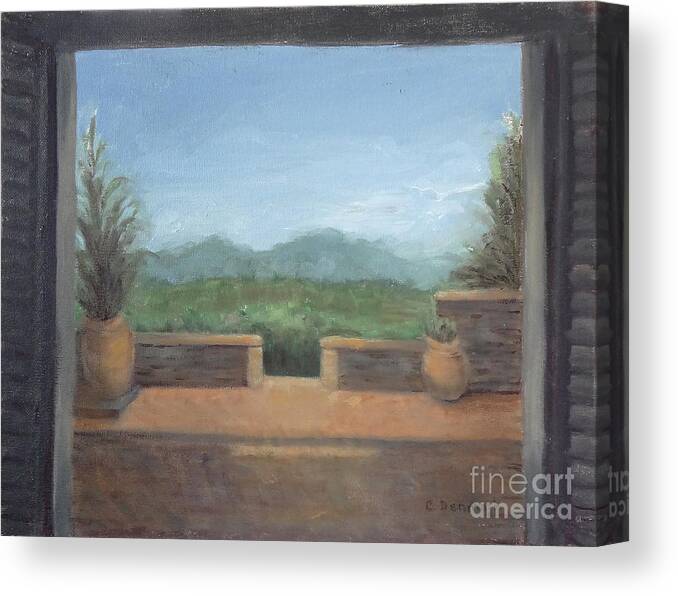  View From Mona Lisa's Family Home Canvas Print featuring the painting Tuscan Olive Gove by Carol DENMARK