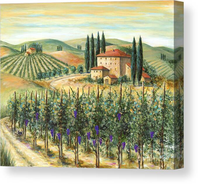 Tuscany Canvas Print featuring the painting Tuscan Vineyard and Villa by Marilyn Dunlap