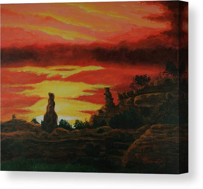 Landscape Canvas Print featuring the painting Two Brothers by Timithy L Gordon