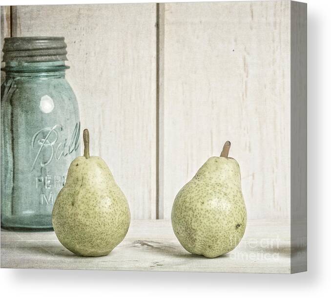 Pear Canvas Print featuring the photograph Two Pear Still Life by Edward Fielding