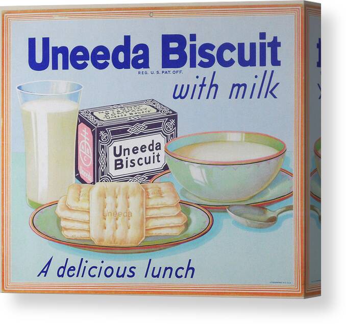 Store Poster Canvas Print featuring the digital art Uneeda Biscuit Store Poster by Woodson Savage
