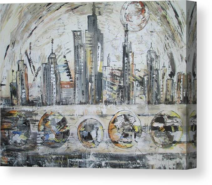  Canvas Print featuring the painting Urban Rumble by Jacqui Hawk