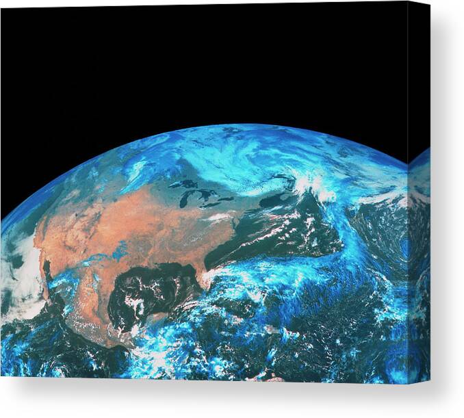 Round Shape Canvas Print featuring the photograph Usa & Mexico From Space by Mda Information Systems/science Photo Library
