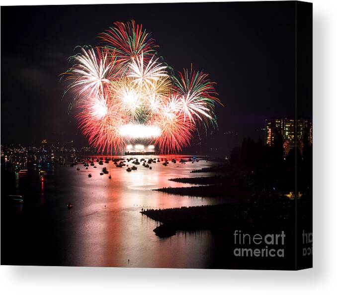Fireworks Canvas Print featuring the photograph Vancouver Fireworks 6 by Terry Elniski