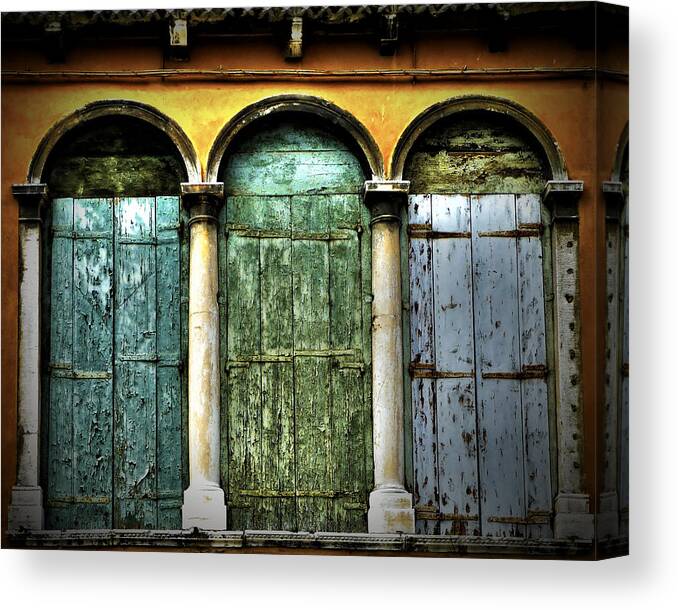 Door Photography Canvas Print featuring the photograph Venice Italy 3 Doors by Gigi Ebert
