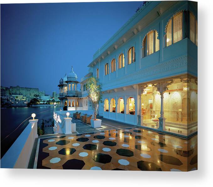 No People Canvas Print featuring the photograph View Of A Palace At Dusk by Erhard Pfeiffer