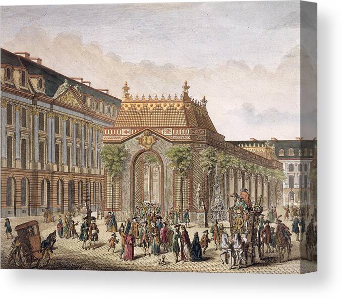 Ball Canvas Print featuring the drawing View Of The Place De Louis Le Grand by French School