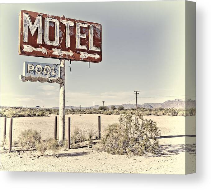 Photography Canvas Print featuring the photograph Vintage Motel Pool Sign by Gigi Ebert